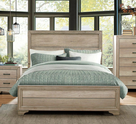 Contemporary Style 1pc California King Size Bed Natural Finish Melamine Laminate Rustic Aesthetic Bedroom Furniture