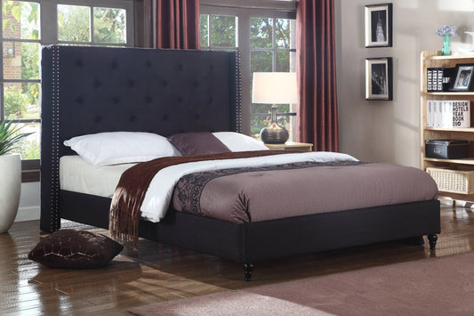 Best Master Furniture Veronica Tufted Wingback Platform Bed Black, Cal. King