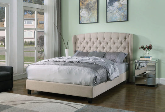 Best Master Furniture Yvette Beige Tufted Upholstered Platform Bed, Cal. King