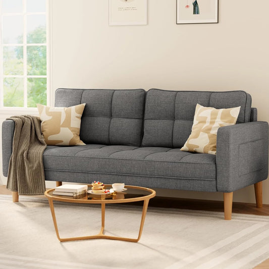 Aiho Modern Comfort Backrest Loveseat Sofa with Sturdy Wood Legs,Beige