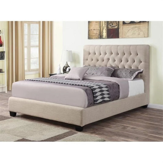 Bowery Hill Upholstered King Bed in Oatmeal