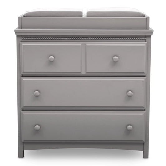 Delta Children Waverly 3 Drawer Dresser with Changing Top and Interlocking Drawers, Grey