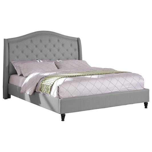 Best Master Furniture California King Tufted Upholstered Panel/Platform Bed, Grey