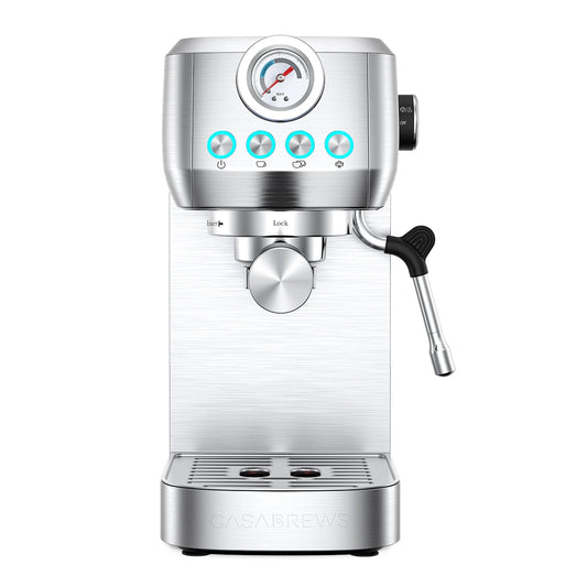 Casabrews 20 Bar Espresso Machine with Milk Frother Steam Wand,  Professional Latte Coffee Machine, Stainless Steel, Silver