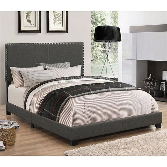 Bowery Hill California King Low Profile Bed in Charcoal Gray