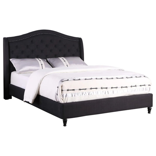 Best Master Furniture California King Tufted Upholstered Panel/Platform Bed, Black